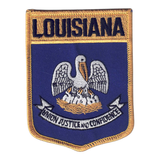 LOUISIANA Lg Flag Shield Souvenir Patch - 1902
