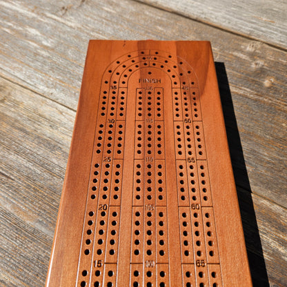 Redwood Wood Cribbage Board Handmade Laser Engraved 3 Player USA Card Game Birthday Gift Christmas Gift California Souvenir