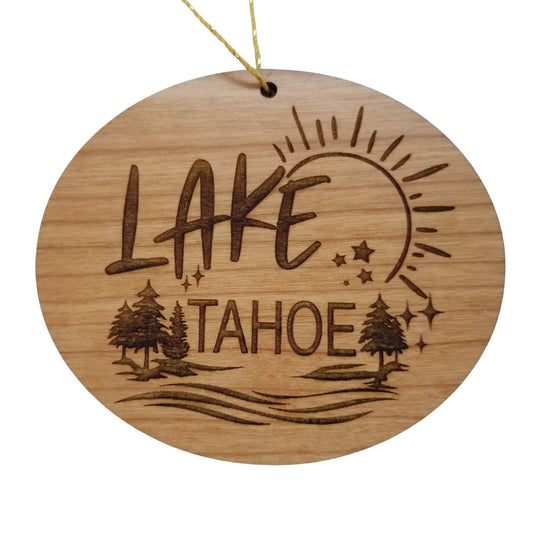 Lake Tahoe California Nevada Ornament - Sun Trees Water Handmade Wood Ornament - CA NV Souvenir - Water Sports - 15511