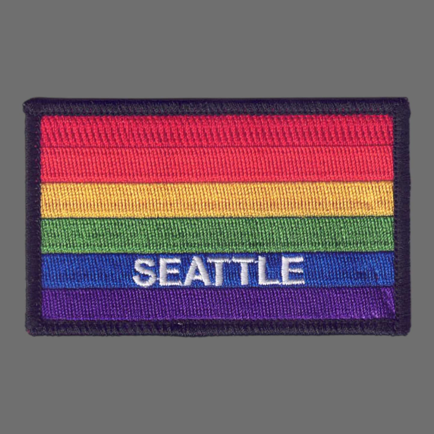 SEATTLE Rainbow Flag Black Border Patch -3399-01