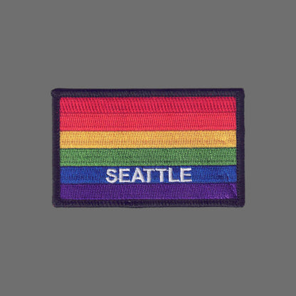 SEATTLE Rainbow Flag Black Border Patch -3399-01
