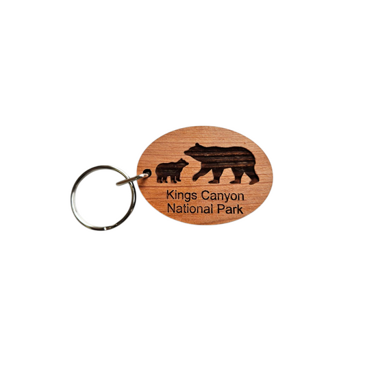 Kings Canyon National Park Keychain CA Bear and Cub Wood Souvenir - 4082KC