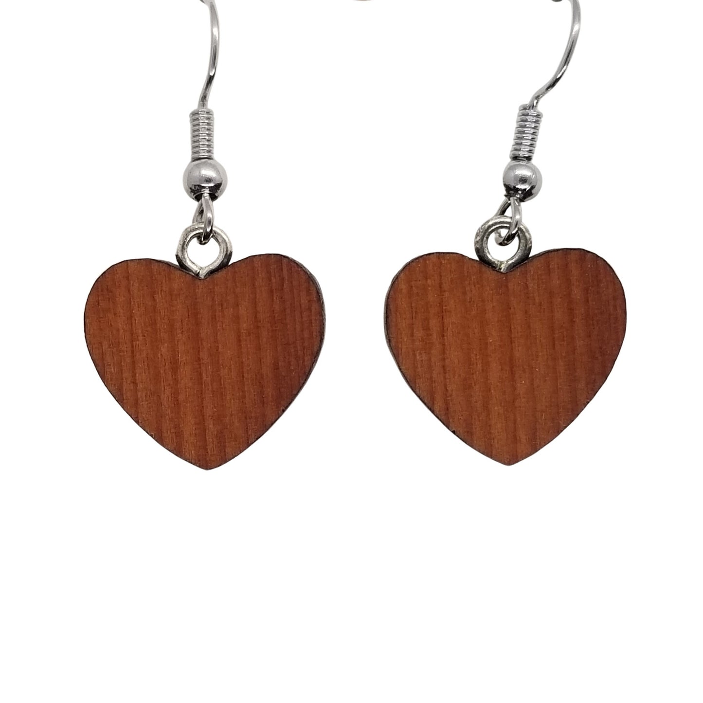 Redwood Earrings - Medium Heart Wood Earrings - California Redwood Dangle Earrings - CA Souvenir - D20