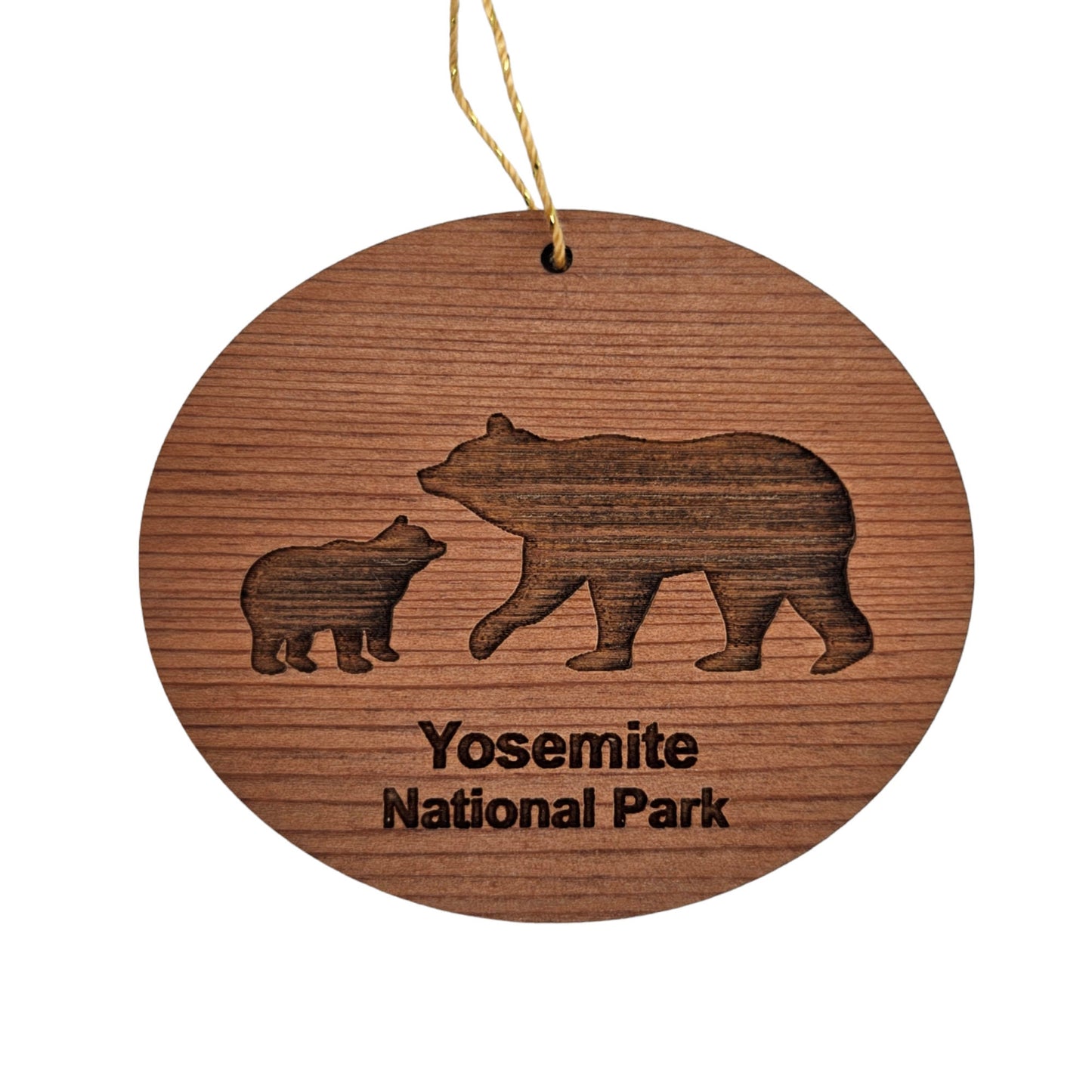 Yosemite National Park Ornament With Mama Bear and Cub Handmade Wood Ornament California Souvenir CA Christmas Ornament - 15703