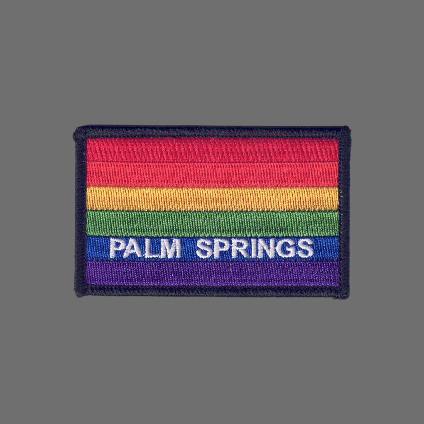 PALM SPRINGS Rainbow Flag Patch Black Border - 4752-01