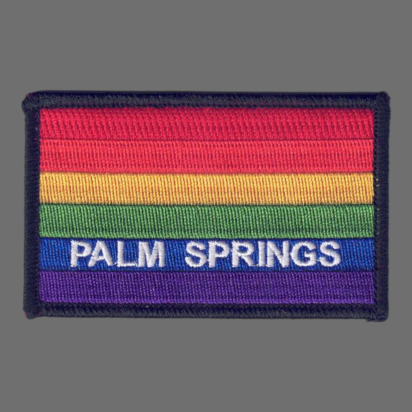 PALM SPRINGS Rainbow Flag Patch Black Border - 4752-01