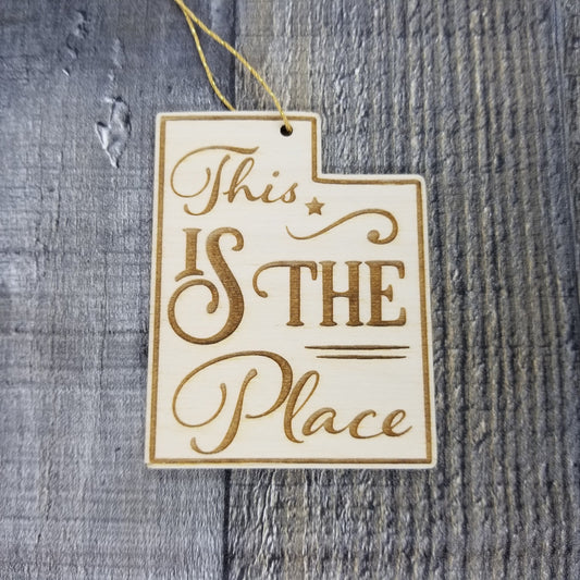 Utah Wood Ornament -  UT State Shape with State Motto - Handmade Wood Ornament Made in USA Christmas Decor - 15468