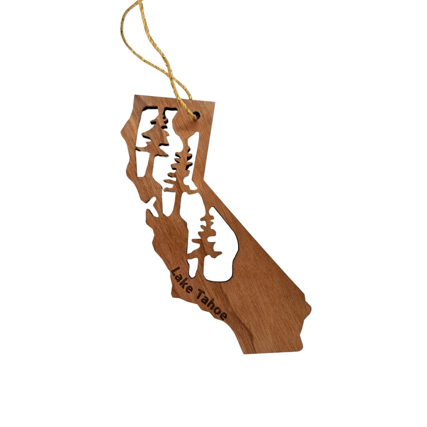 Lake Tahoe Ornament California Shape with Trees - 15749