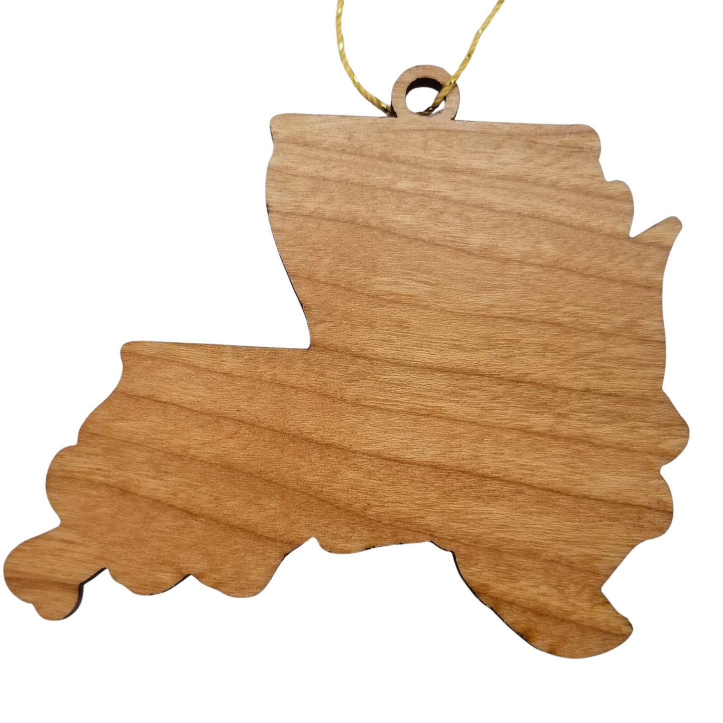 Louisiana Wood Ornament -  LA State Shape with State Flowers Magnolia Blossoms - Handmade in USA - 15558