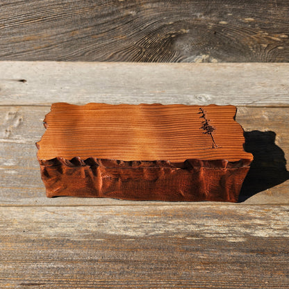 Handmade Wood Box with Redwood Tree Engraved Rustic Handmade Curly Wood #596 California Redwood Jewelry Box Storage Box