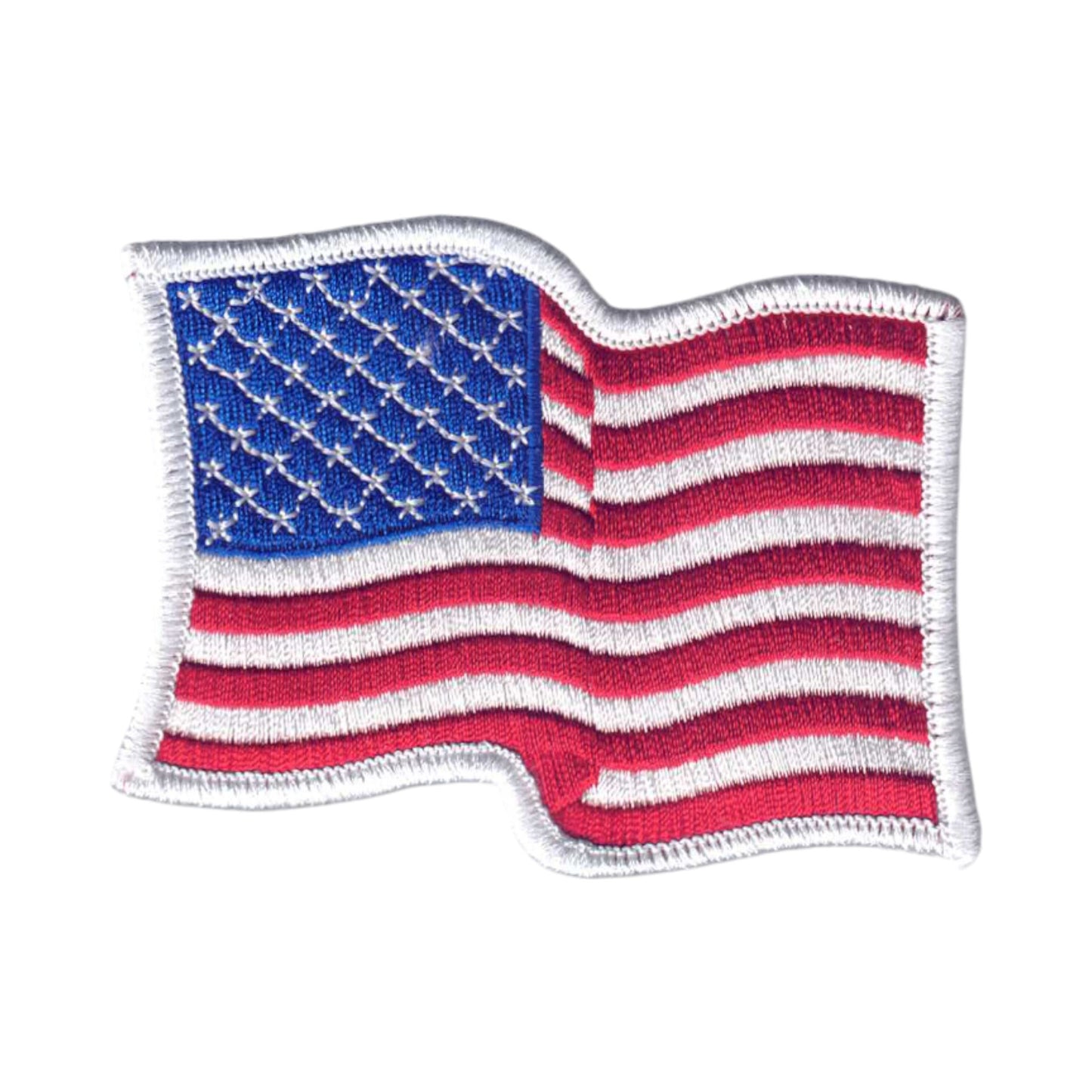 USA Wavy Flag White Border Patch - 6836W