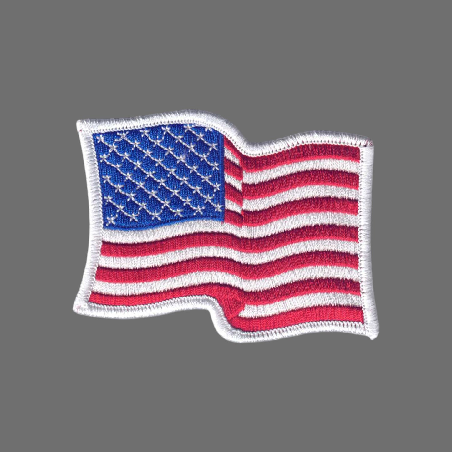 USA Wavy Flag White Border Patch - 6836W
