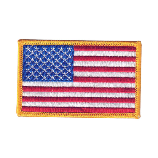 USA Flag Patch Gold Border 3.5 Inch Wide - 6837G