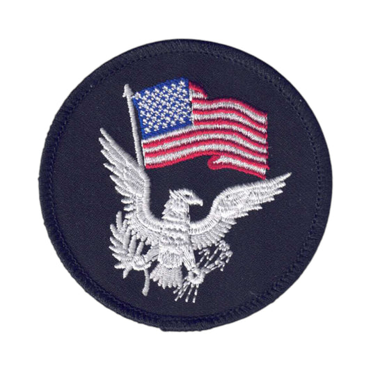 USA Wavy Flag and White Eagle Black Patch - 6844