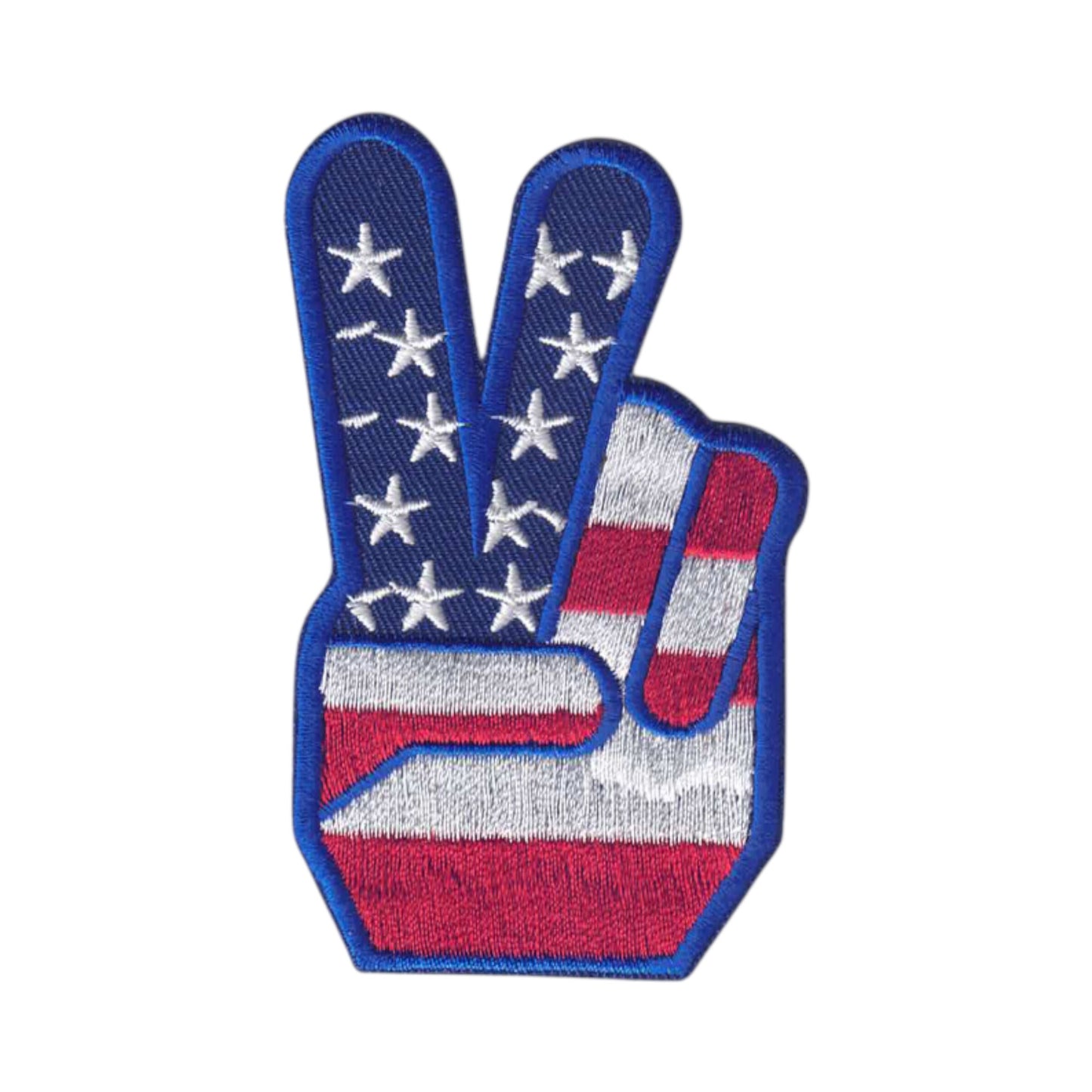 USA Flag Peace Fingers Patch - 6847