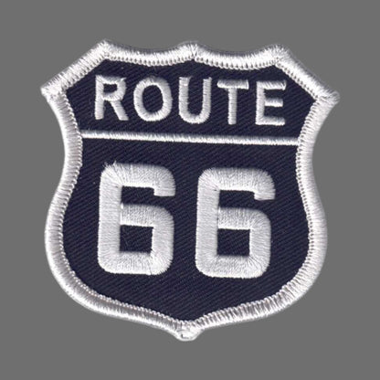 ROUTE 66 Patch White on Black - 6876-01