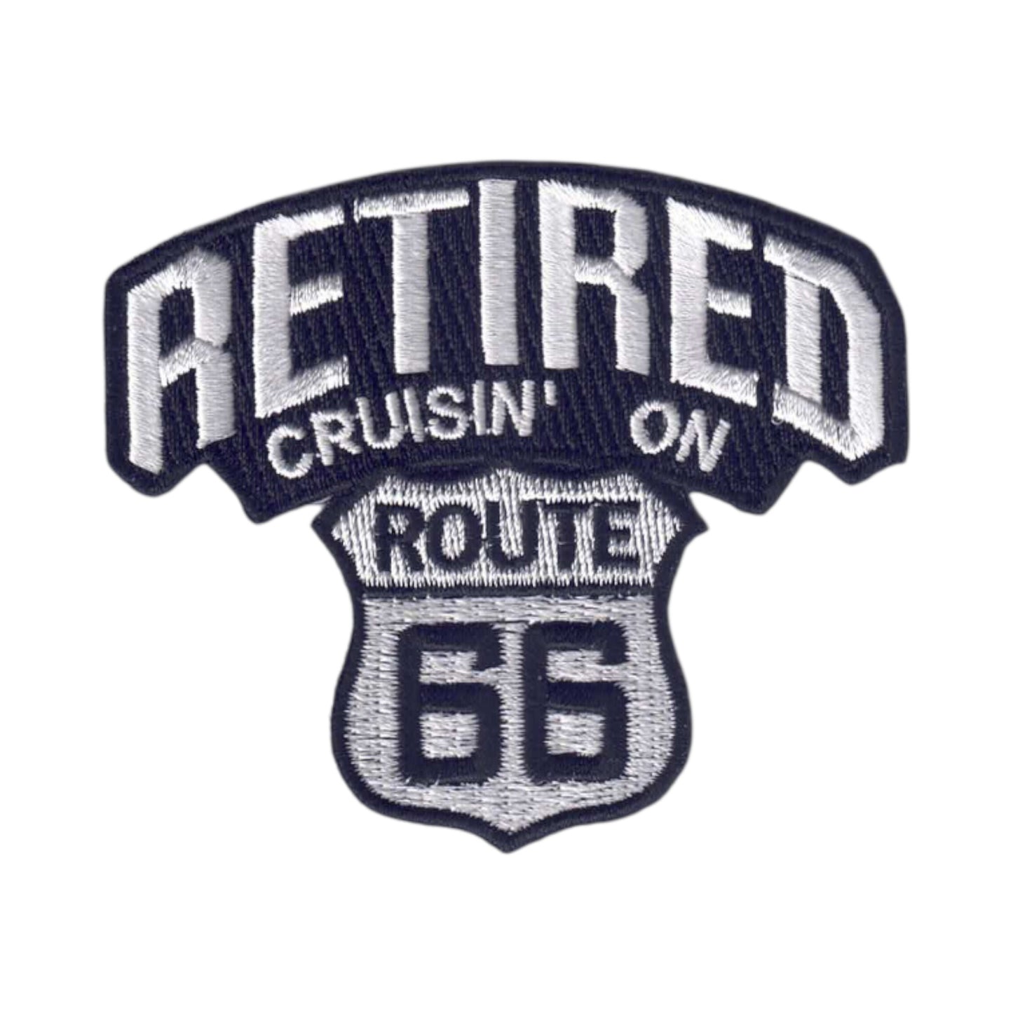 RETIRED CRUISIN' ON ROUTE 66 Souvenir Embroidered Iron On Patch - 6895