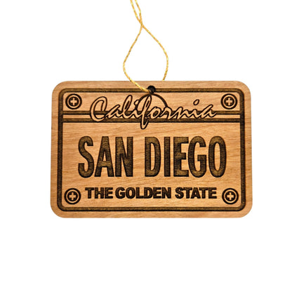 San Diego California License Plate Christmas Ornament Handmade in USA Wood Souvenir CA - 15752