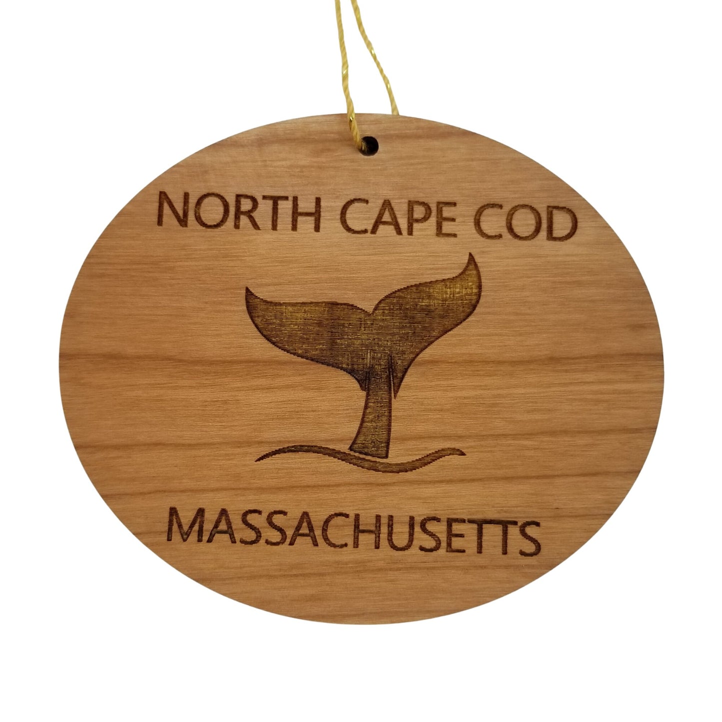 North Cape Cod Massachusetts Ornament - Handmade Wood Ornament - MA Whale Tail Whale Watching - Christmas Ornament 3 Inch
