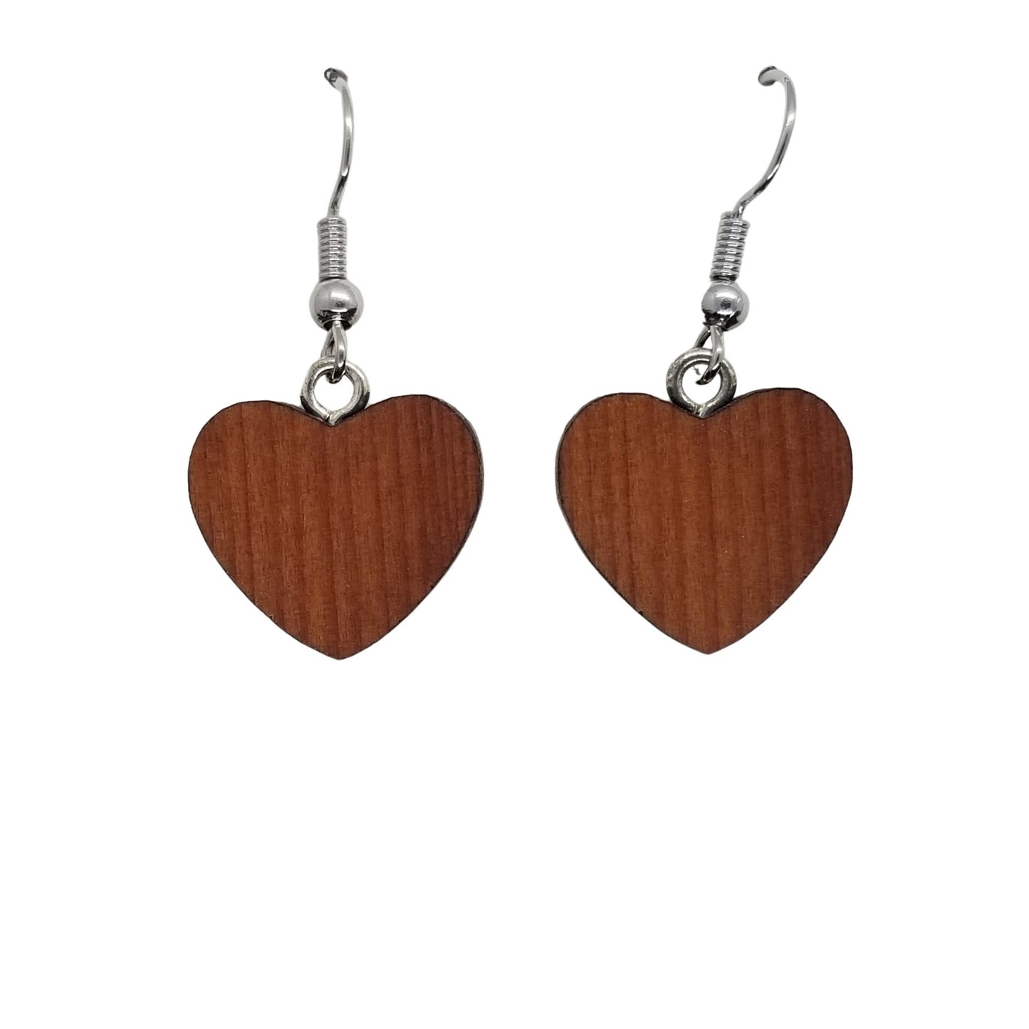 Redwood Earrings - Medium Heart Wood Earrings - California Redwood Dangle Earrings - CA Souvenir - D20