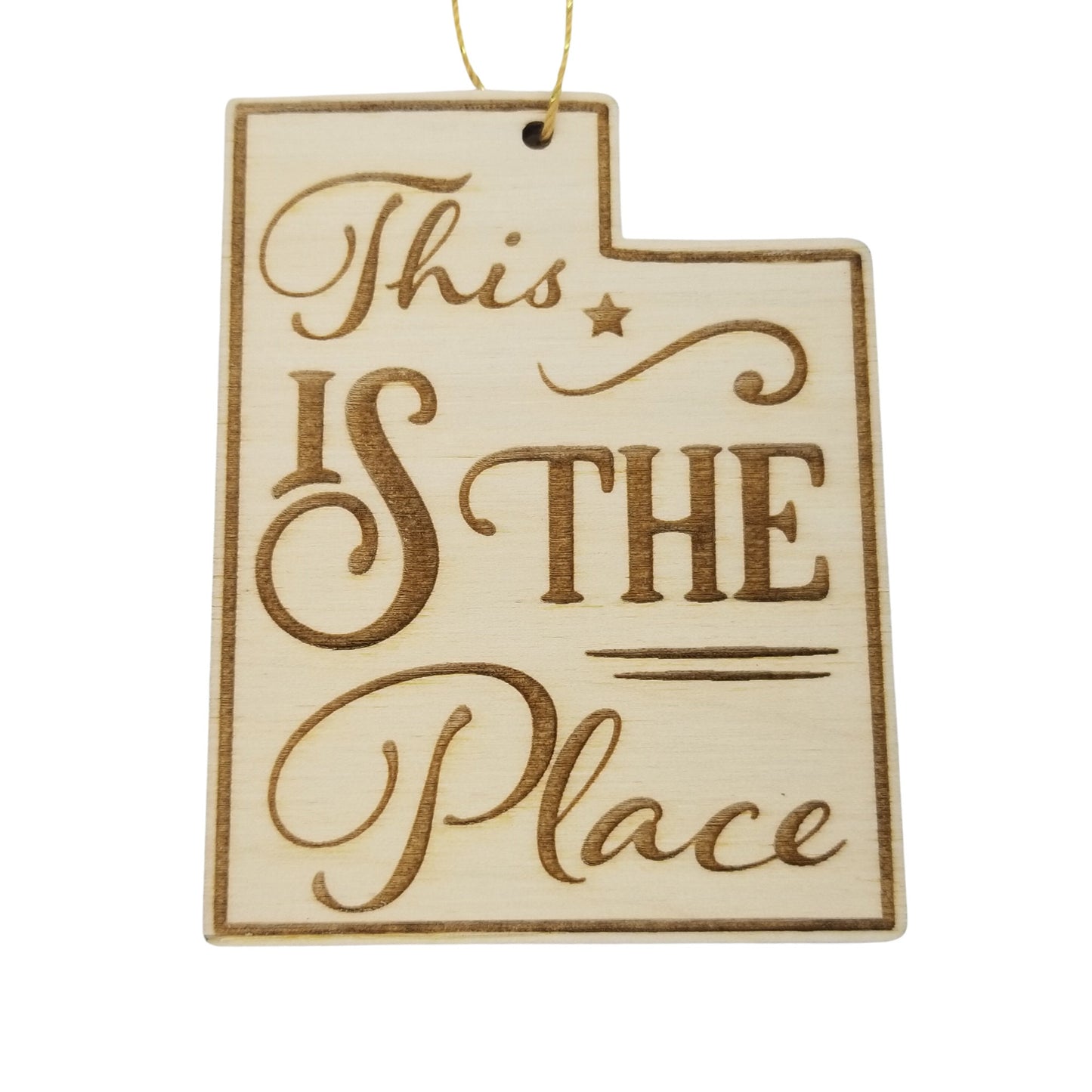 Utah Wood Ornament -  UT State Shape with State Motto - Handmade Wood Ornament Made in USA Christmas Decor - 15468