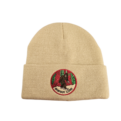 BIGFOOT LIVES Khaki Knit Beanie - B1026