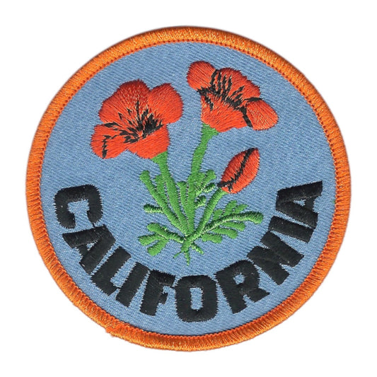 California Poppy 2" Souvenir Embroidered Patch Iron On - CA-09/2