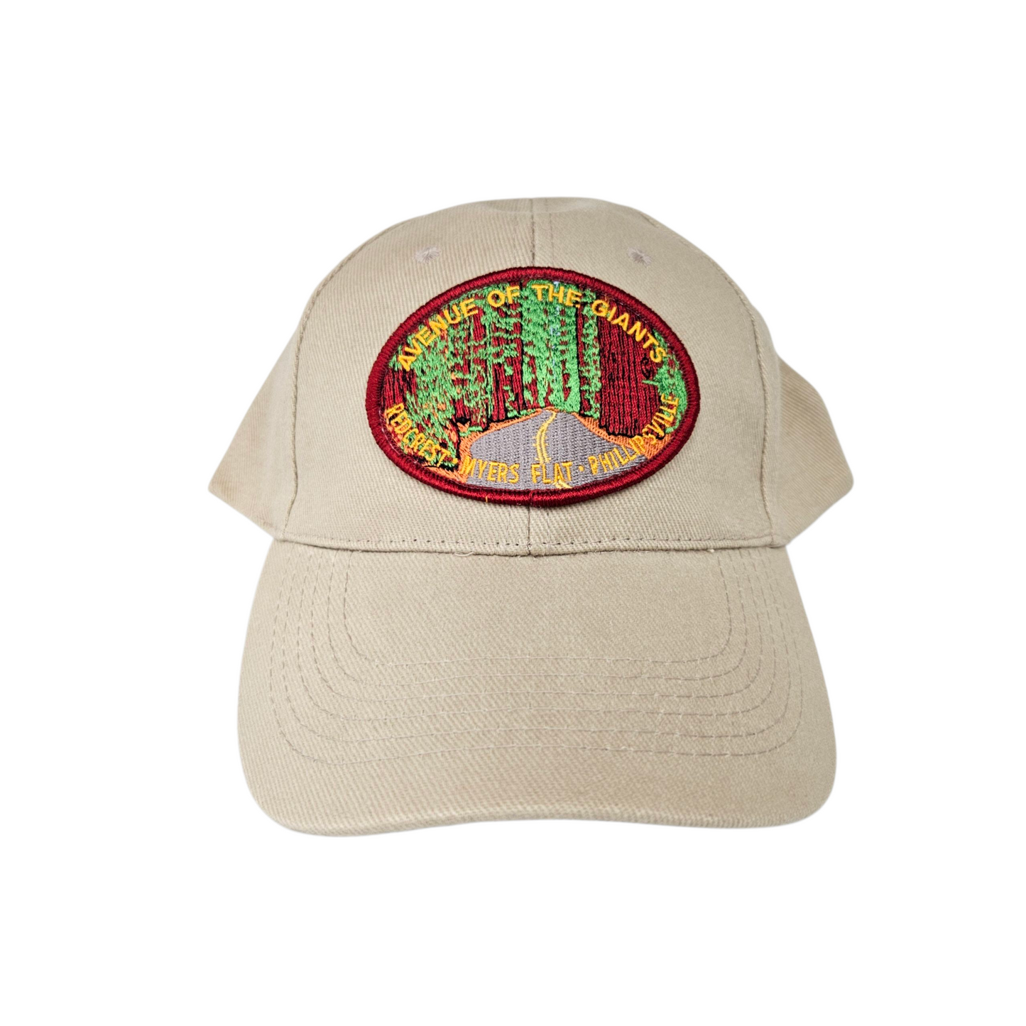 California Redwoods Avenue of the Giants Patch Khaki Basic Hat or Cap - H1076