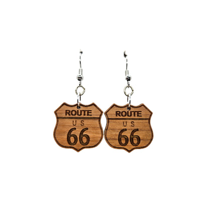 Route 66 Dangle Wood Earrings  - D79