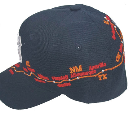 ROUTE 66 City Road Black  Map Cap Hat - H1016BK