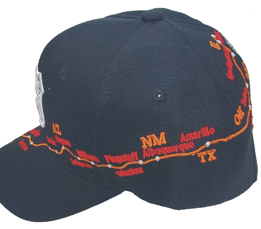 ROUTE 66 City Road Black  Map Cap Hat - H1016BK