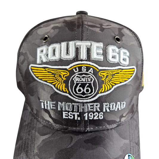 ROUTE 66 Mother Road Dark Gray Camo Cap or Hat - SOLID H1025