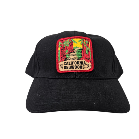 CALIFORNIA REDWOODS Square Patch Basic Black Cap Or Hat - H1058