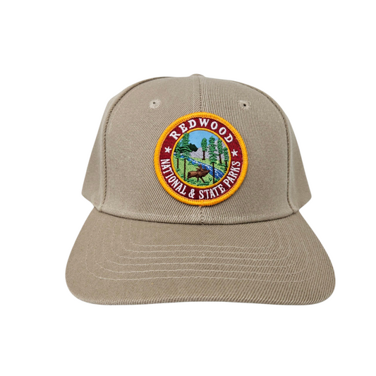 CALIFORNIA REDWOODS Redwood Parks Circle Patch Basic Khaki Hat or Cap - H1063