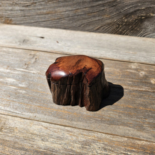 Wood Ring Box Redwood Rustic Handmade California #671 Storage Live Edge Gift