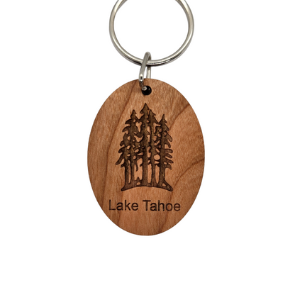 Lake Tahoe Multi Trees Forest Keychain Wood Keyring Souvenir Key Chain Key Ring