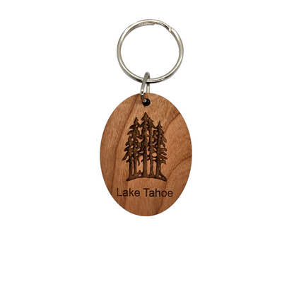 Lake Tahoe Multi Trees Forest Keychain Wood Keyring Souvenir Key Chain Key Ring