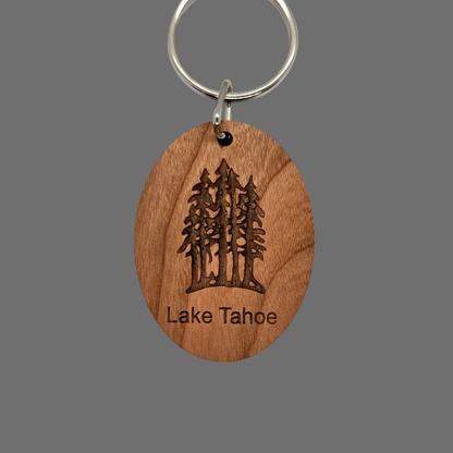 Lake Tahoe Multi Trees Forest Keychain Wood Keyring Souvenir Key Chain Key Ring