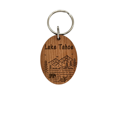 Lake Tahoe Mountain Trees Bear Keychain Souvenir - KC8173