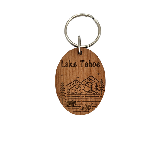 Lake Tahoe Mountain Trees Bear Keychain Souvenir - KC8173