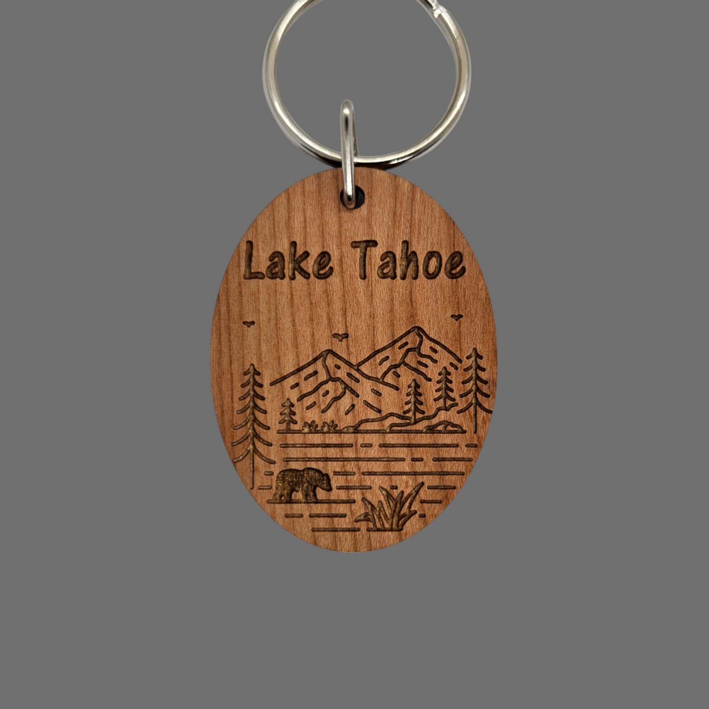Lake Tahoe Mountain Trees Bear Keychain Souvenir - KC8173