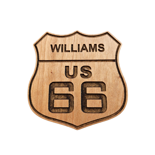 Williams Arizona Route 66 Road Sign Wood Magnet Souvenir - M4058