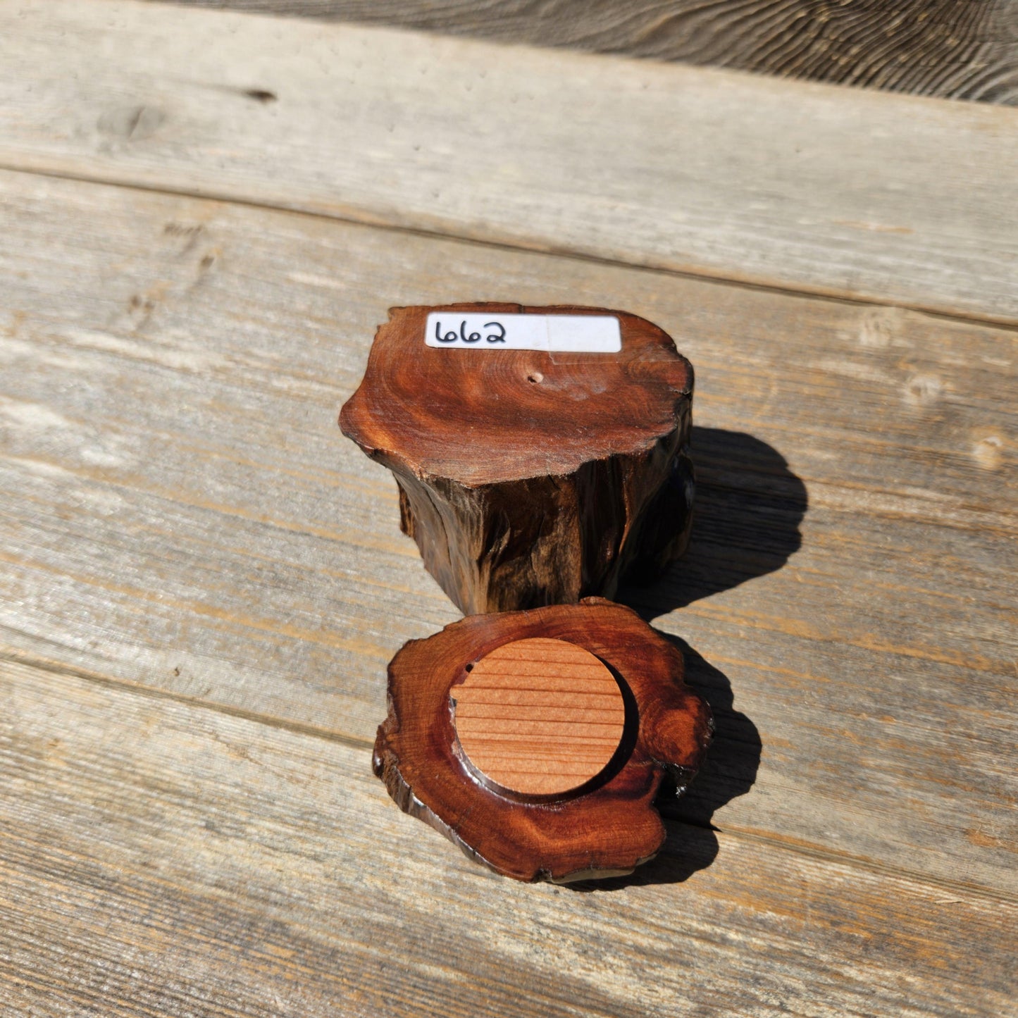Wood Ring Box Redwood Rustic Handmade California #662 Storage Live Edge Gift