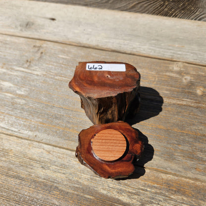 Wood Ring Box Redwood Rustic Handmade California #662 Storage Live Edge Gift