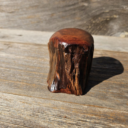 Wood Ring Box Redwood Rustic Handmade California #662 Storage Live Edge Gift