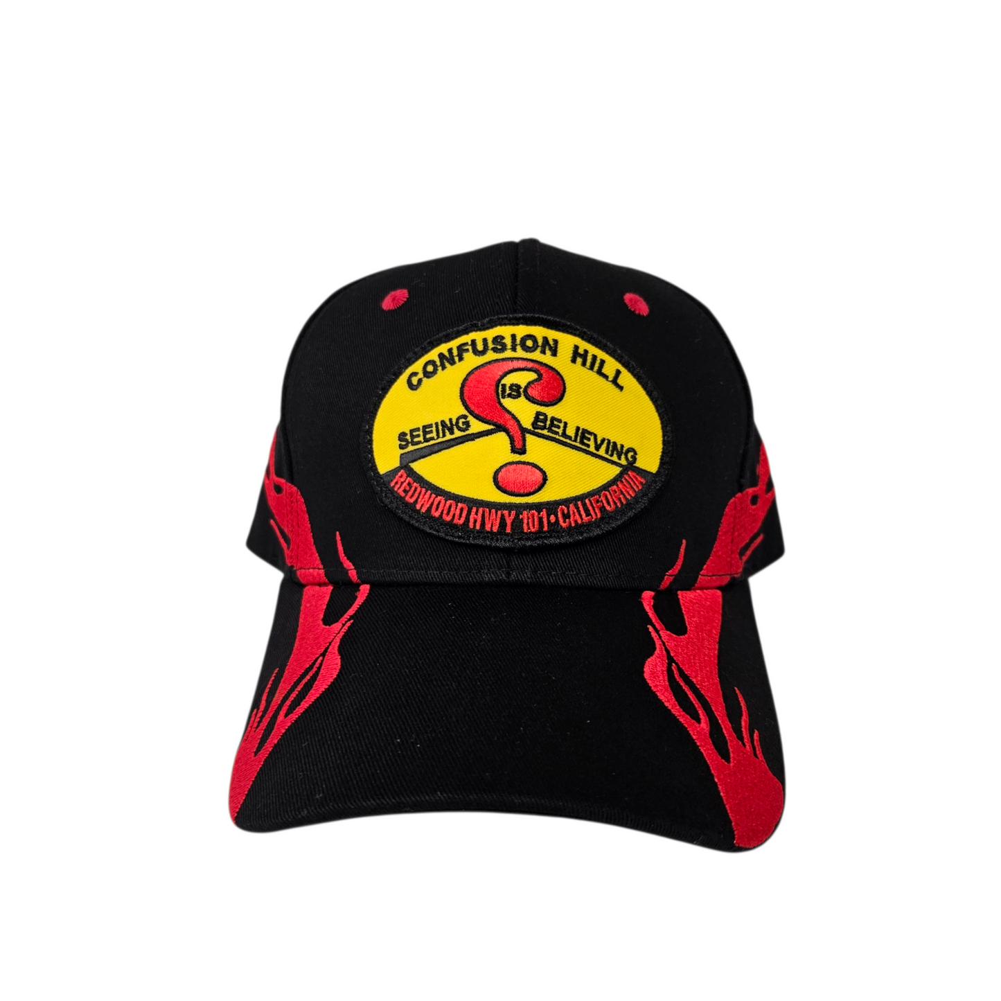 Confusion Hill Oval Patch Red Side Flames Hat or Cap - H1075