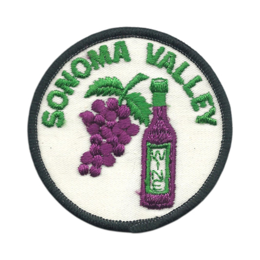 Vintage SONOMA VALLEY Wine and Grapes Souvenir Patch SEW ON 3 Inch - SONOMA37