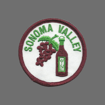 SONOMA VALLEY Wine and Grapes Souvenir Patch Burgundy - 10245