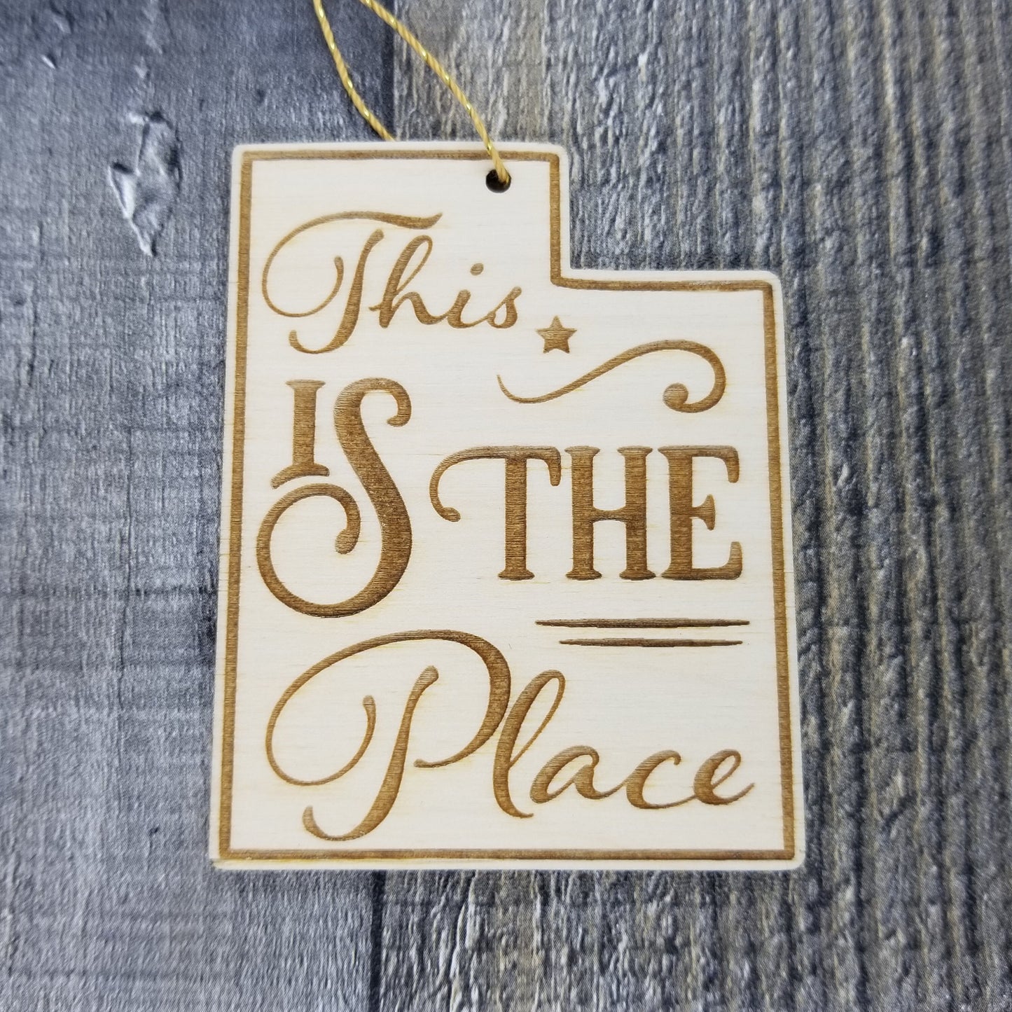 Utah Wood Ornament -  UT State Shape with State Motto - Handmade Wood Ornament Made in USA Christmas Decor - 15468