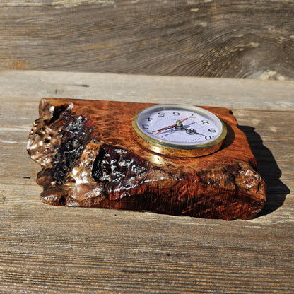 Redwood Wood Clock Redwood Burl Clock Table Shelf Mantle Desk Office - IC2 ASST